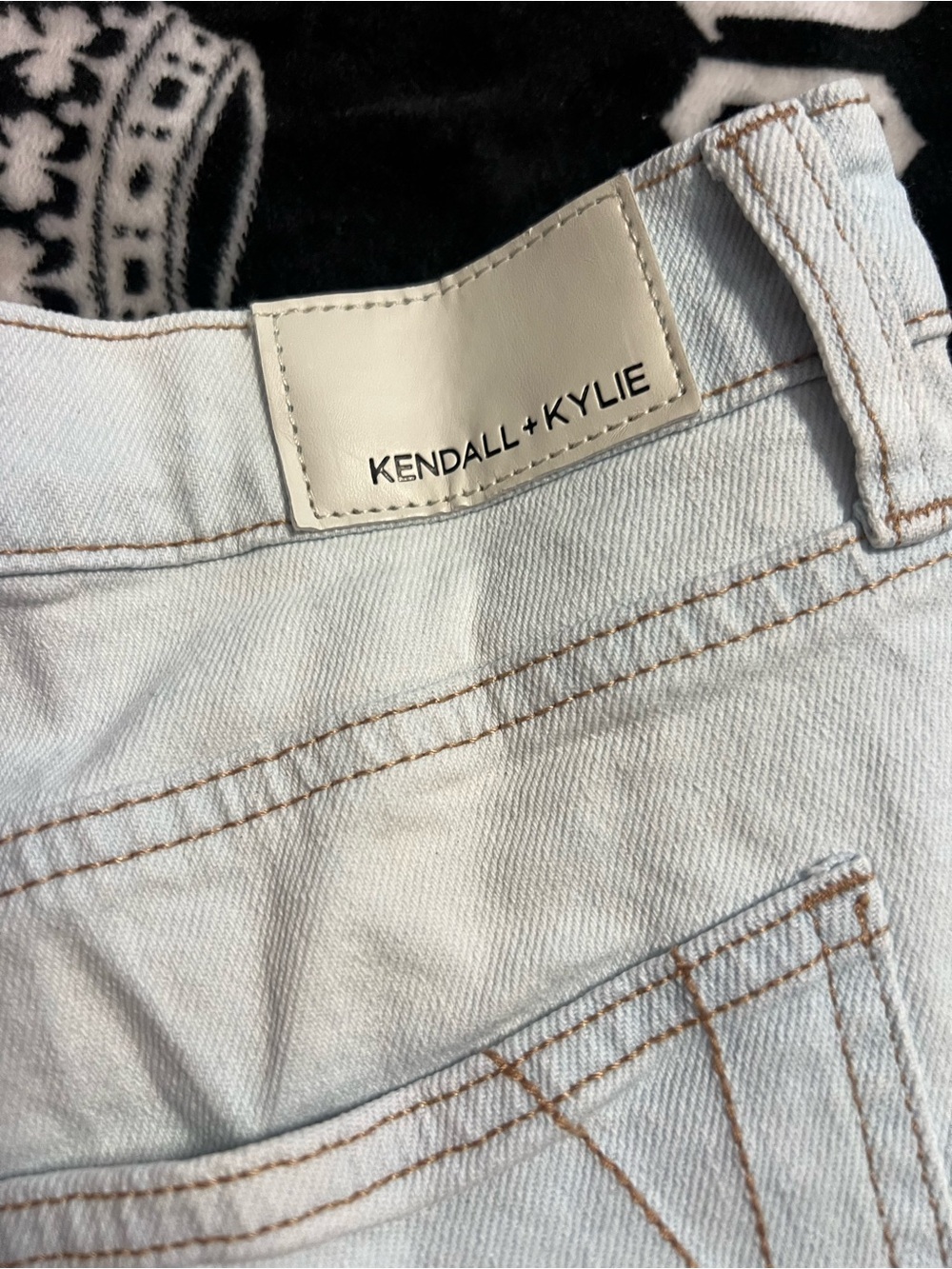 Kendall & Kylie Light Blue Denim Jeans with Tan Stitching